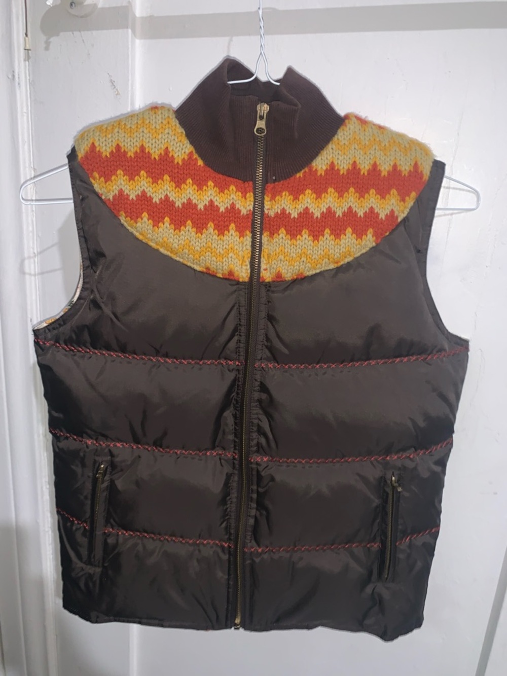 Vintage Y2K Megami Boogie Puffer Vest With Floral Interior Size: Medium